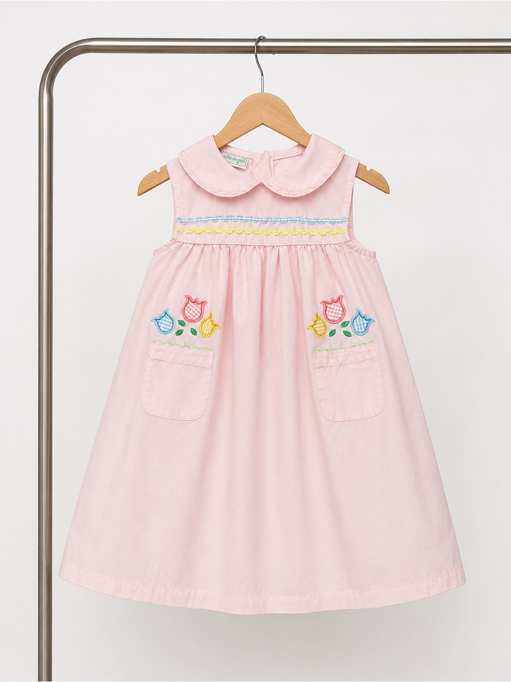 Samantha Says Girls Size 5 Pink Tulip Applique Smocked Peter Pan Collar  Dress